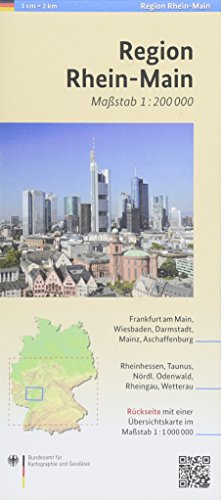 Region Rhein-Main: Karte 1:200 000 mit Übersichtskarte 1:1 000 000: Frankfurt am Main, Wiesbaden, Darmstadt, Mainz, Aschaffenburg. Rheinhesse, Taunus, ... Übersichtskarte (Regionalkarten 1:200000)